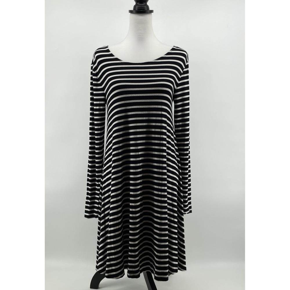 Old Navy Swing Dress Women's Medium Capsule Black White Stripe Nautical Clasic‎